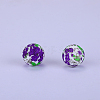 Printed Round with Flower Pattern Silicone Focal Beads SI-JX0056A-167-1