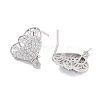925 Sterling Silver with Cubic Zirconia Stud Earrings Findings EJEW-B038-04P-2