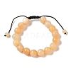 10mm Round Natural Yellow Jade Braided Bead Bracelets BJEW-C067-01C-12-2