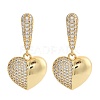 Brass Micro Pave Clear Cubic Zirconia Dangle Stud Earrings for Women LS-EJEW-F352-05G-01-2