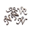 Gunmetal Plated Alloy Letter Pendants X-PALLOY-J718-01B-N-2