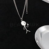 Funny Middle Finger Stickman 201 Stainless Steel Pendant Necklaces with Alloy Chains FS-WGF11D3-01-1