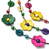 Dyed Natural Coconut Flower Beaded 3 Layer Necklaces NJEW-A007-02B-2