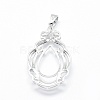 Rhodium Plated 925 Sterling Silver Pendant Cabochon Open Back Settings STER-P044-02P-2