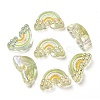 UV Plating Rainbow Iridescent Acrylic Enamel Beads OACR-G012-08C-1