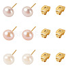 6Pcs 3 Colors Natural Cultured Freshwater Pearl Stud Earrings EJEW-TAC00027-2