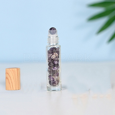 Natural Amethyst Roller Ball Bottles BOTT-PW0011-70C-02-1