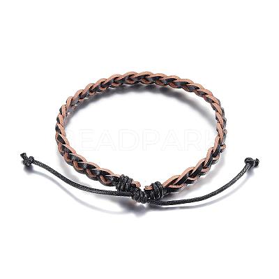 Adjustable Braided Leather Cord Bracelets BJEW-P099-21-1