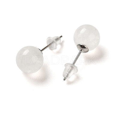 Natural Quartz Crystal Stud Earrings G-B075-02P-03-1