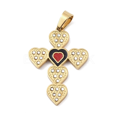 Ion Plating(IP) 304 Stainless Steel Enamel Rhinestone Pendants STAS-Q325-05F-G-1