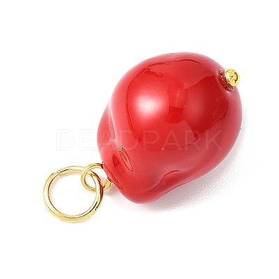 Electroplated Glass Imitation Pearl Pendants PALLOY-JF04579-01-1