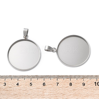 304 Stainless Steel Pendant Cabochon Settings STAS-L282-010P-09-1