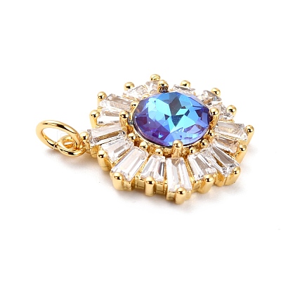 Brass Micro Pave Cubic Zirconia Pendants ZIRC-O044-21E-G-1