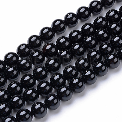 Natural Black Onyx Round Bead Strands X-G-T055-8mm-10-1