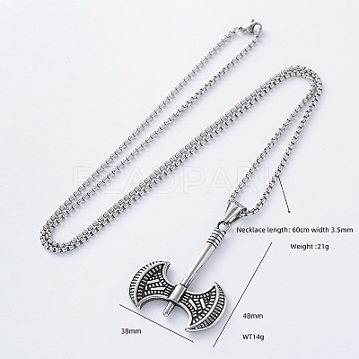 Hip Hop Street Style 304 Stainless Steel Axe Pendant Box Chain Necklaces for Men IG7443-1