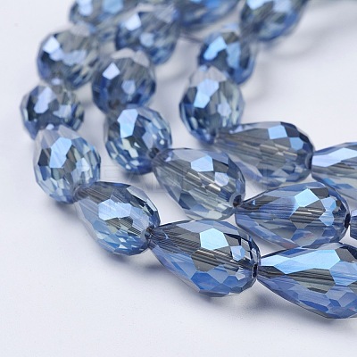 Electroplate Glass Beads Strands X-EGLA-D015-15x10mm-32-1