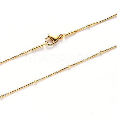 PVD Vacuum Plating 304 Stainless Steel Round Snake Chain Necklace NJEW-S420-009C-G-1