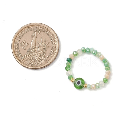 Handmade Evil Eye Lampwork with Glass Finger Rings for Women RJEW-JR00939-1