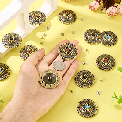 12 Sets 3 Colors Flat Round Alloy Snap Buttons FIND-TA0008-15-1