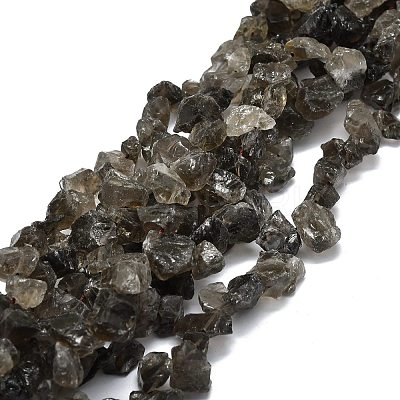 Raw Rough Natural Smoky Quartz Beads Strands G-E576-24-1