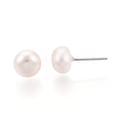 Natural Pearl Stud Earrings PEAR-N020-10A-01-1