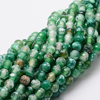 Faceted Natural Agate Round Beads Strands X-G-E319C-6mm-05-1