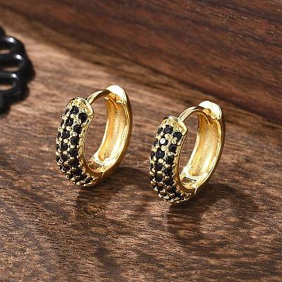 Brass Micro Pave Cubic Zirconia Huggie Hoop Earrings EJEW-R144-004A-NF-1