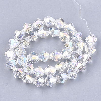 Electroplate Glass Beads Strands EGLA-Q118-6mm-B17-1