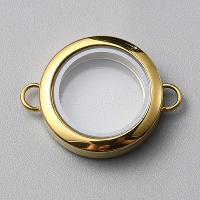 Flat Round 304 Stainless Steel Floating Lockets Connector Charms FIND-WH0032-57G-02-1