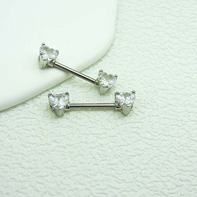 Heart Alloy Cubic Zirconia Nipple Barbell Rings WG1BFA6-01-1