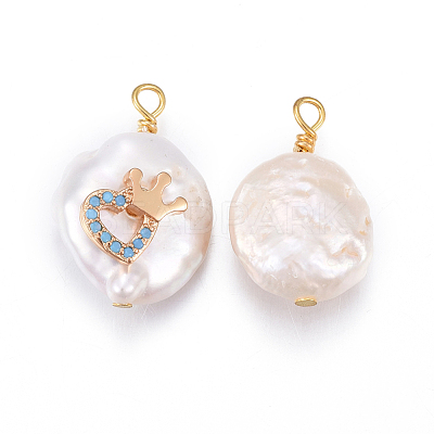 Natural Cultured Freshwater Pearl Pendants PEAR-E013-37-1
