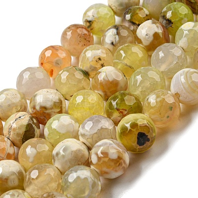 Faceted Natural Fire Crackle Agate Beads Strands G-F447-12mm-H01-1