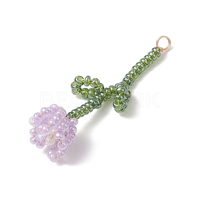 4Pcs 4 Colors Seed Beads Beaded Charms PALLOY-JF02850-1