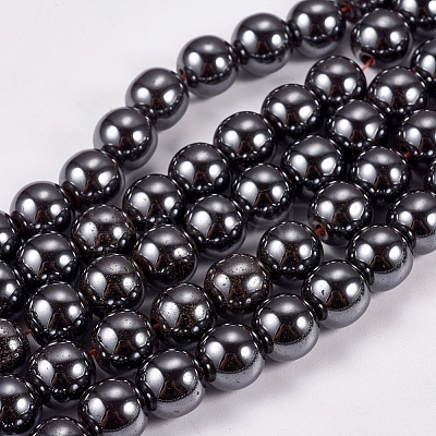 Non-Magnetic Synthetic Hematite Beads Strands X-G-H1624-8mm-1-1