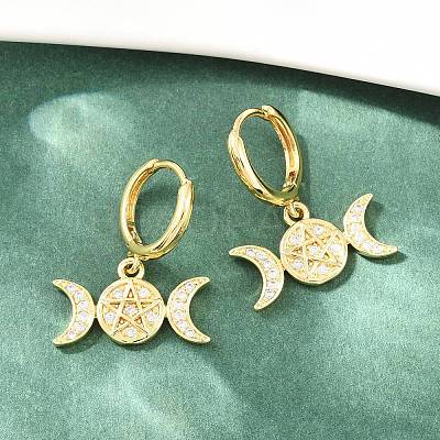 Brass Micro Pave Cubic Zirconia Hoop Dangle Earrings EJEW-G471-52G-1