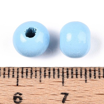 Spray Painted Round Natural Schima Wood Beads WOOD-A018-8mm-18-1