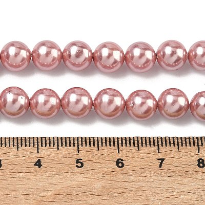 Electroplated Shell Pearl Beads Strands X-BSHE-G041-8mm-05-1