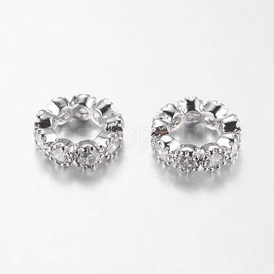 Brass Cubic Zirconia European Beads ZIRC-F001-109P-1