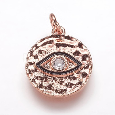 Hammered Brass Pendants KK-K207-02RG-1