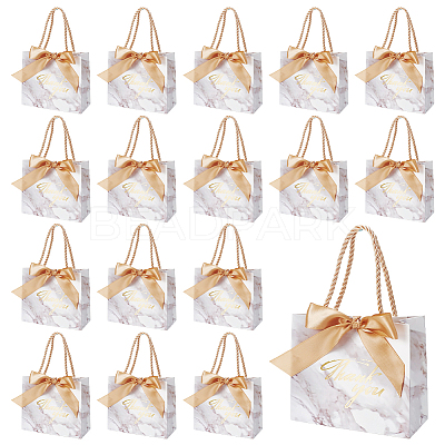 Rectangle Paper Wrapping Handle Bags with Ribbon CARB-WH0001-07B-1