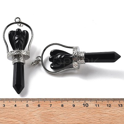 Natural Obsidian Pointed Big Pendants KK-H491-01P-06-1