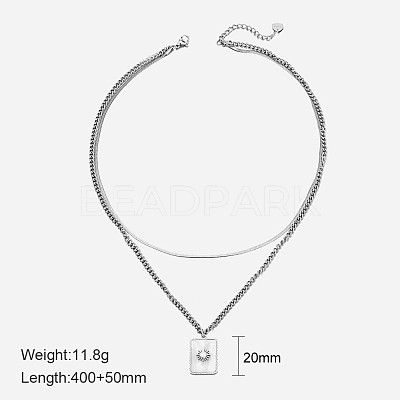 304 Stainless Steel with Natural Shell Double Layer Necklaces FS-WG7985A-07-1