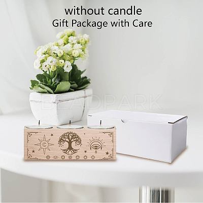 3 Hole Wood Candle Holders DIY-WH0375-006-1