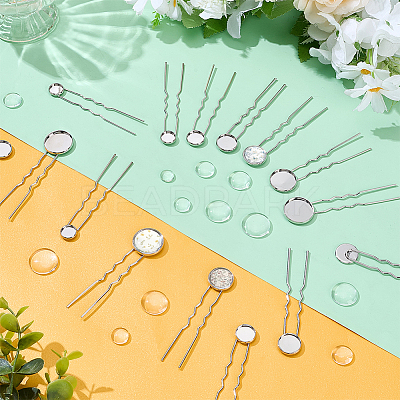 30Pcs 6 Styles Iron Hair Fork Findings IFIN-UN0001-27-1