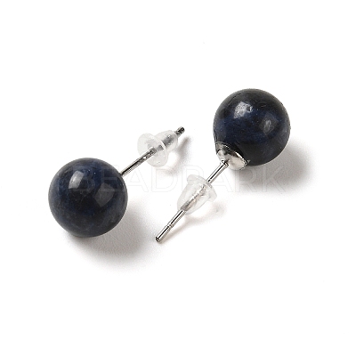 Natural Lapis Lazuli Stud Earrings X-G-B075-02P-08-1