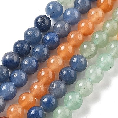 Natural Yellow/Green/Blue/Red Aventurine Beads Strands G-B095-A03-01-1