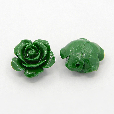 Synthetic Coral 3D Flower Rose Beads X-CORA-A005-14mm-M-1