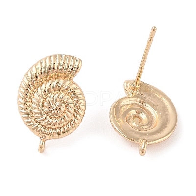 Ocean Style Brass Stud Earring Findings X-KK-N256-09A-G-1