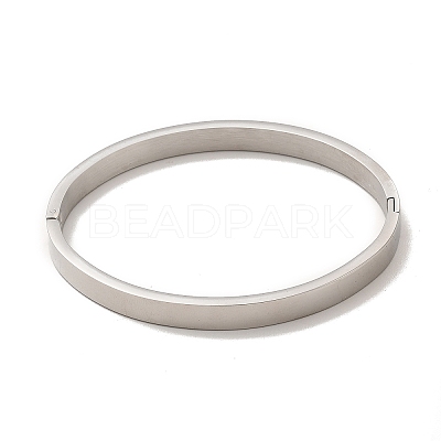 Egg Shaped 201 Stainless Steel Grooved Hinged Bangles LS-STAS-G306-04P-1