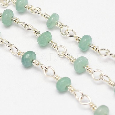Handmade Faceted Jade Rondelle Beads Decorative Chains for Necklaces Bracelets Making CHC-L026-06-1